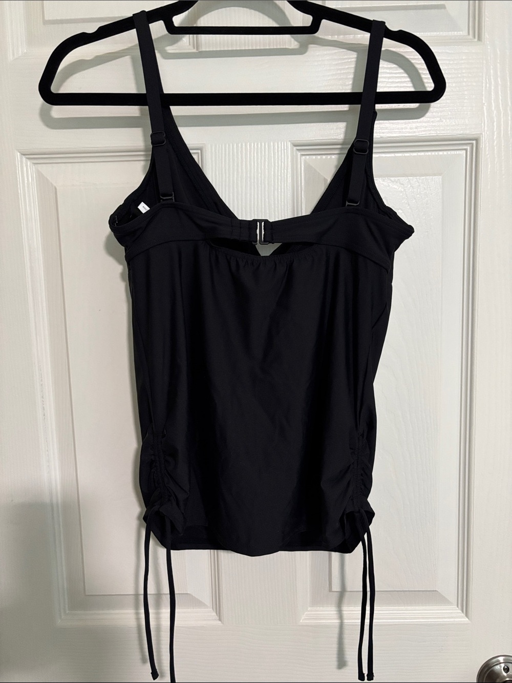 Adjustable Black Ruched Tankini Top - Picture 2 of 4